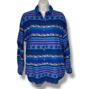 Vintage CM Company Southwest Stripe Alpaca Button Front Long Sleeve Women Medium